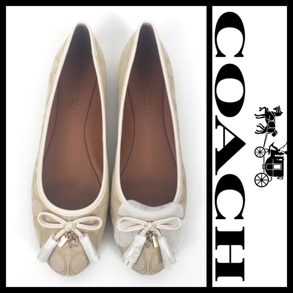Coach Shoes - Coach Light Khaki Benni Signature Logo Flats NIB